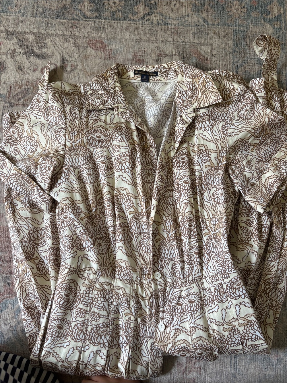 Brooks Brothers Cream and Brown Floral Midi Dress